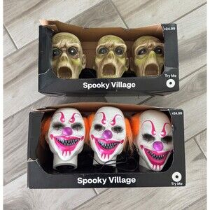 Spooky Village Halloween Scary Clown & Zombie Pathway Markers Lights 60" - New